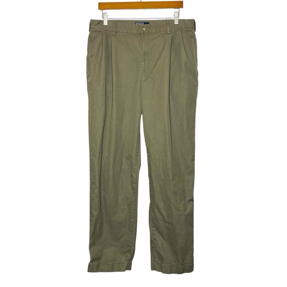 Polo Ralph Lauren Hammond Pants Men’s 36 x 32 Tan Vintage Pleated Cuffed